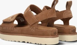 cognac ugg platte sandalen w goldenstar