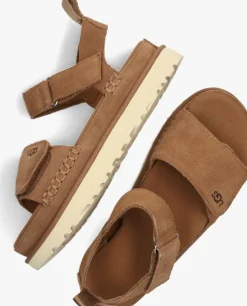 cognac ugg platte sandalen w goldenstar