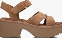 cognac ugg sandalen met hak w new heights ankle strap