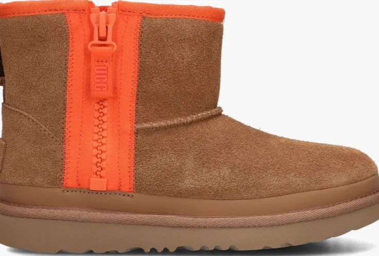 cognac ugg vachtlaarzen classic mini zipper k