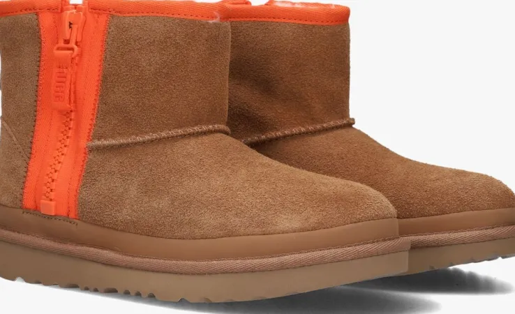 cognac ugg vachtlaarzen classic mini zipper k