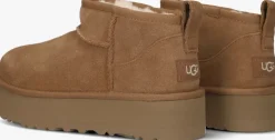 cognac ugg vachtlaarzen classic ultra mini platform k
