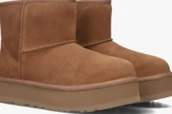 cognac ugg vachtlaarzen kids classic mini platform