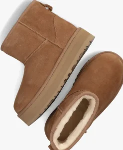 cognac ugg vachtlaarzen kids classic mini platform