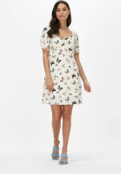 creme na-kd mini jurk front rouching mini dress