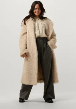 creme stand studio faux fur jas nicole coat