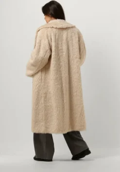 creme stand studio faux fur jas nicole coat