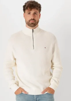 creme tommy hilfiger trui racking structure zip mock