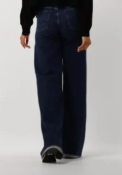 donkerblauwe 7 for all mankind wide jeans lotta luxe vintage paradise cove with raw cut