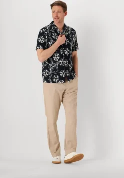 donkerblauwe anerkjendt casual overhemd akleo frotte aop shirt