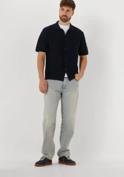 donkerblauwe anerkjendt polo aksvend s/s knit shirt