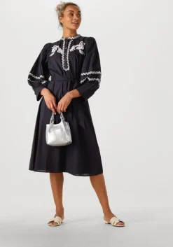 donkerblauwe antik batik midi jurk dali dress