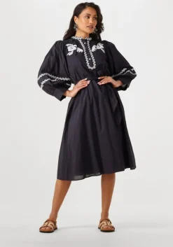 donkerblauwe antik batik midi jurk dali dress