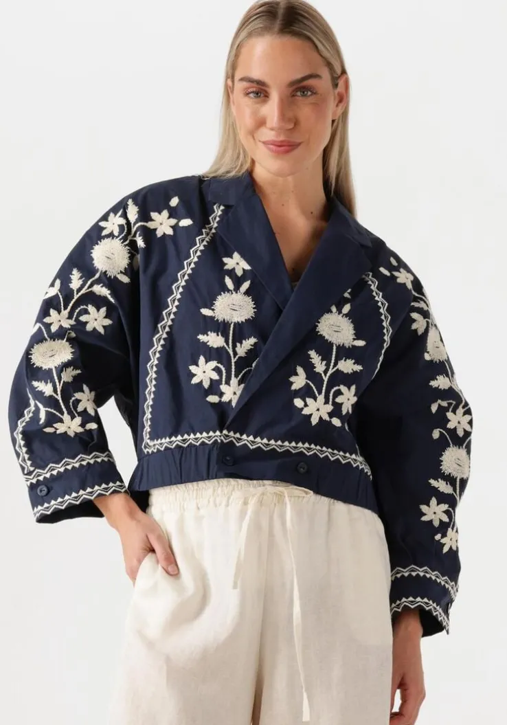 donkerblauwe antik batik jack winna bomber