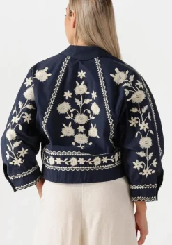 donkerblauwe antik batik jack winna bomber