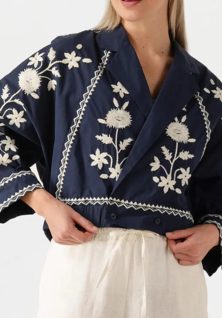 donkerblauwe antik batik jack winna bomber