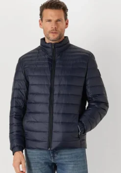 donkerblauwe boss orange gewatteerde jas oden