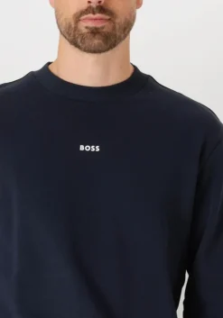 donkerblauwe boss orange sweater wesmallcrew 10244192 01