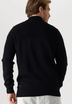 donkerblauwe butcher of blue trui morris mock btn