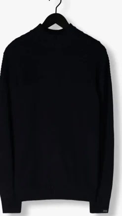 donkerblauwe butcher of blue trui morris mock btn