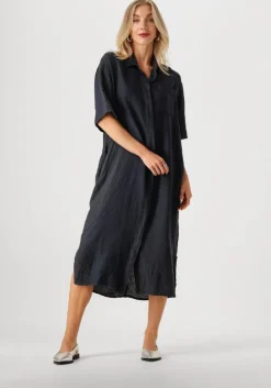 donkerblauwe by-bar midi jurk bruno linnen dress