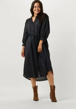 donkerblauwe by-bar midi jurk lucy structure dress