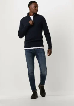 donkerblauwe calvin klein trui merino quarter zip