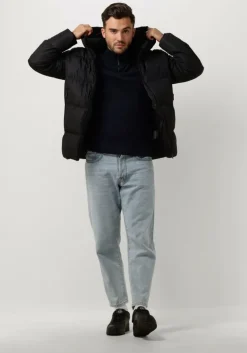 donkerblauwe calvin klein trui merino quarter zip