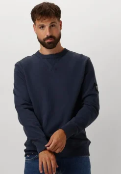 donkerblauwe calvin klein sweater badge crew neck