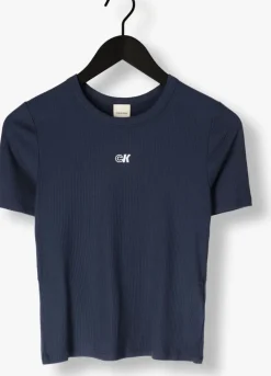 donkerblauwe calvin klein t-shirt a-modal rib tee