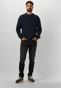 donkerblauwe calvin klein trui linear sweater