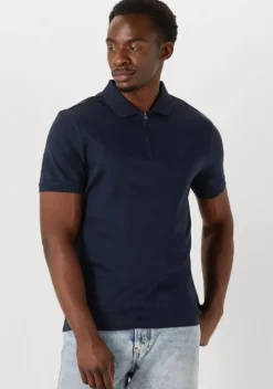 donkerblauwe calvin klein polo liquid touch welt zip polo