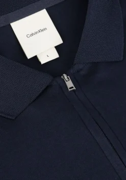 donkerblauwe calvin klein polo liquid touch welt zip polo