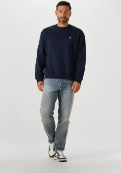 donkerblauwe calvin klein sweater ls eu 350terry monogram cn sweat