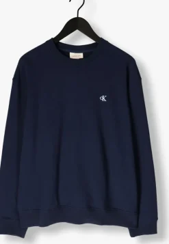 donkerblauwe calvin klein sweater ls eu 350terry monogram cn sweat