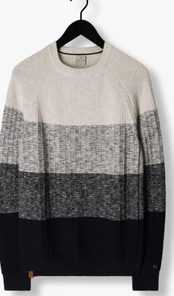 donkerblauwe cast iron trui crewneck casual stripe crewneck