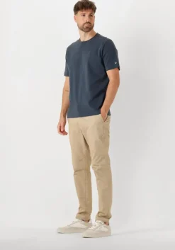 donkerblauwe cast iron t-shirt crewneck regular fit interlock essential