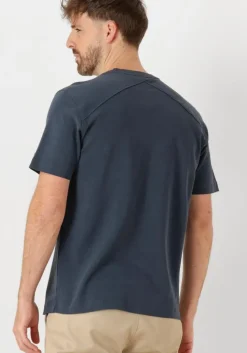 donkerblauwe cast iron t-shirt crewneck regular fit interlock essential