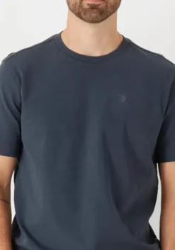 donkerblauwe cast iron t-shirt crewneck regular fit interlock essential