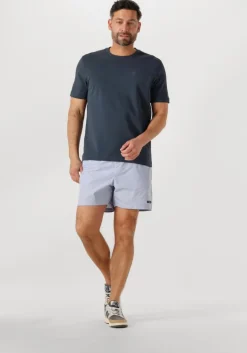 donkerblauwe cast iron t-shirt crewneck regular fit interlock essential