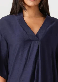 donkerblauwe co'couture mini jurk caryn pleat tunic dress