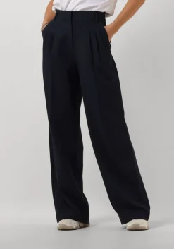 donkerblauwe co'couture pantalon vola pleated long pant