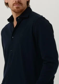 donkerblauwe dstrezzed casual overhemd kirk shirt melange pique