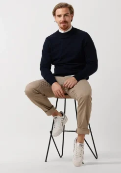 donkerblauwe dstrezzed trui mock neck soft cotton melange