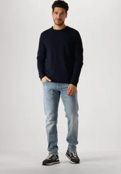 donkerblauwe dstrezzed trui newman crew