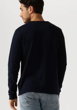 donkerblauwe dstrezzed trui newman crew