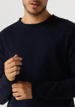 donkerblauwe dstrezzed trui newman crew