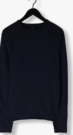 donkerblauwe dstrezzed trui newman crew