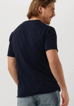 donkerblauwe dstrezzed t-shirt stewart organic slub jersey