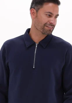 donkerblauwe edwin polo zipped polo heavy felpa